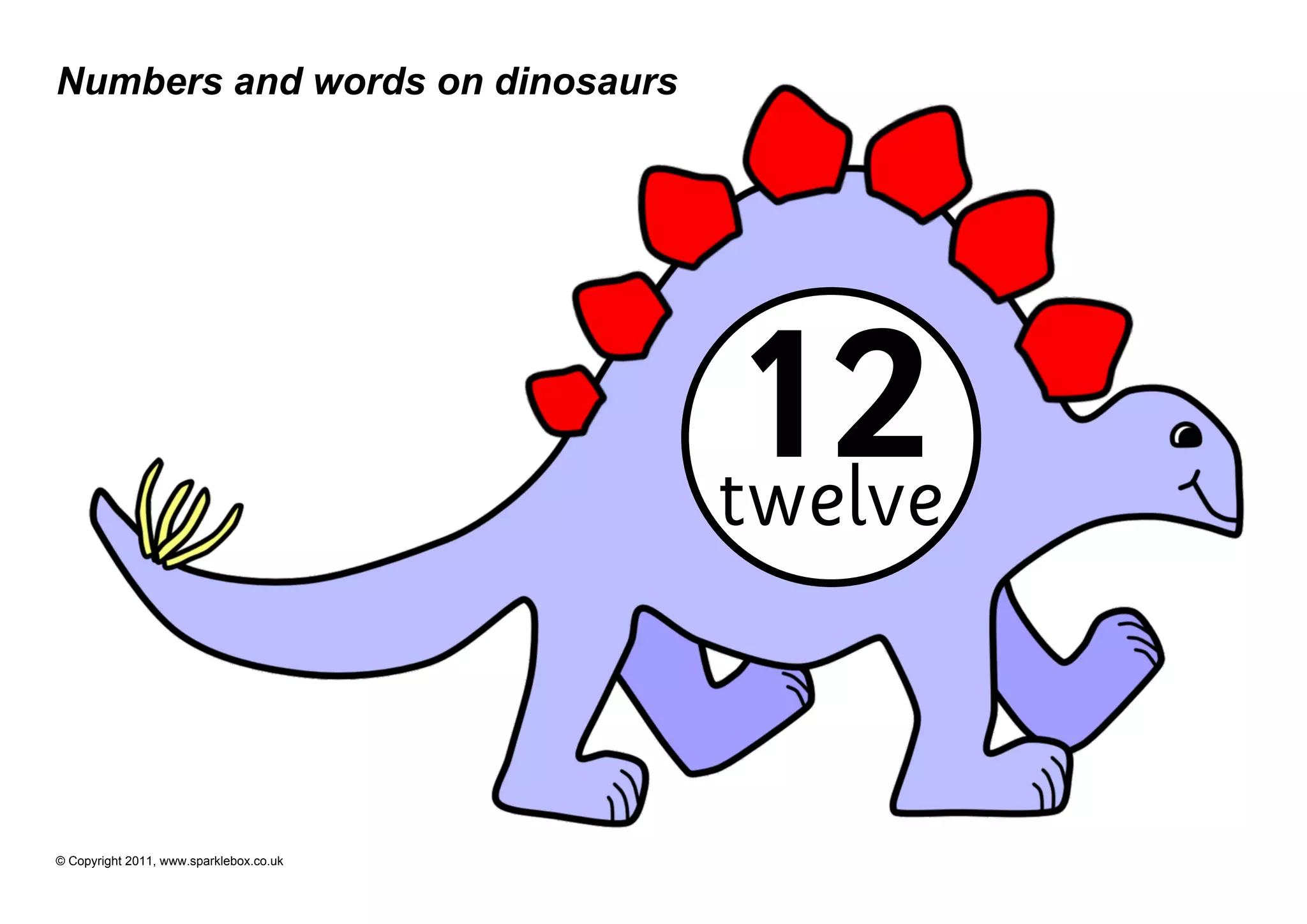 Numbers and words on dinosaurs




                                         12
                                         twelve


© Copyright 2011, www.sparklebox.co.uk
 