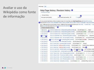 EDUCAMÍDIA
Avaliar o uso da
Wikipédia como fonte
de informação
 