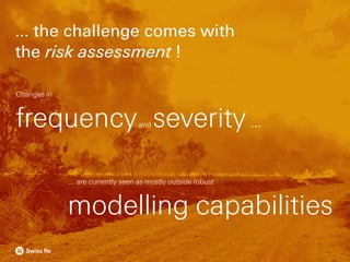 … the challenge comes with
the risk assessment !
Changes in
frequencyand severity…
…. are currently seen as mostly outside robust
modelling capabilities
 