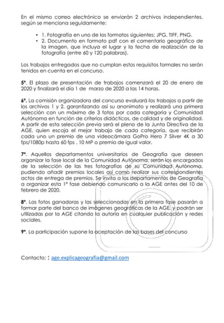 En el mismo correo electrónico se enviarán 2 archivos independientes,
según se menciona seguidamente:
• 1. Fotografía en u...
