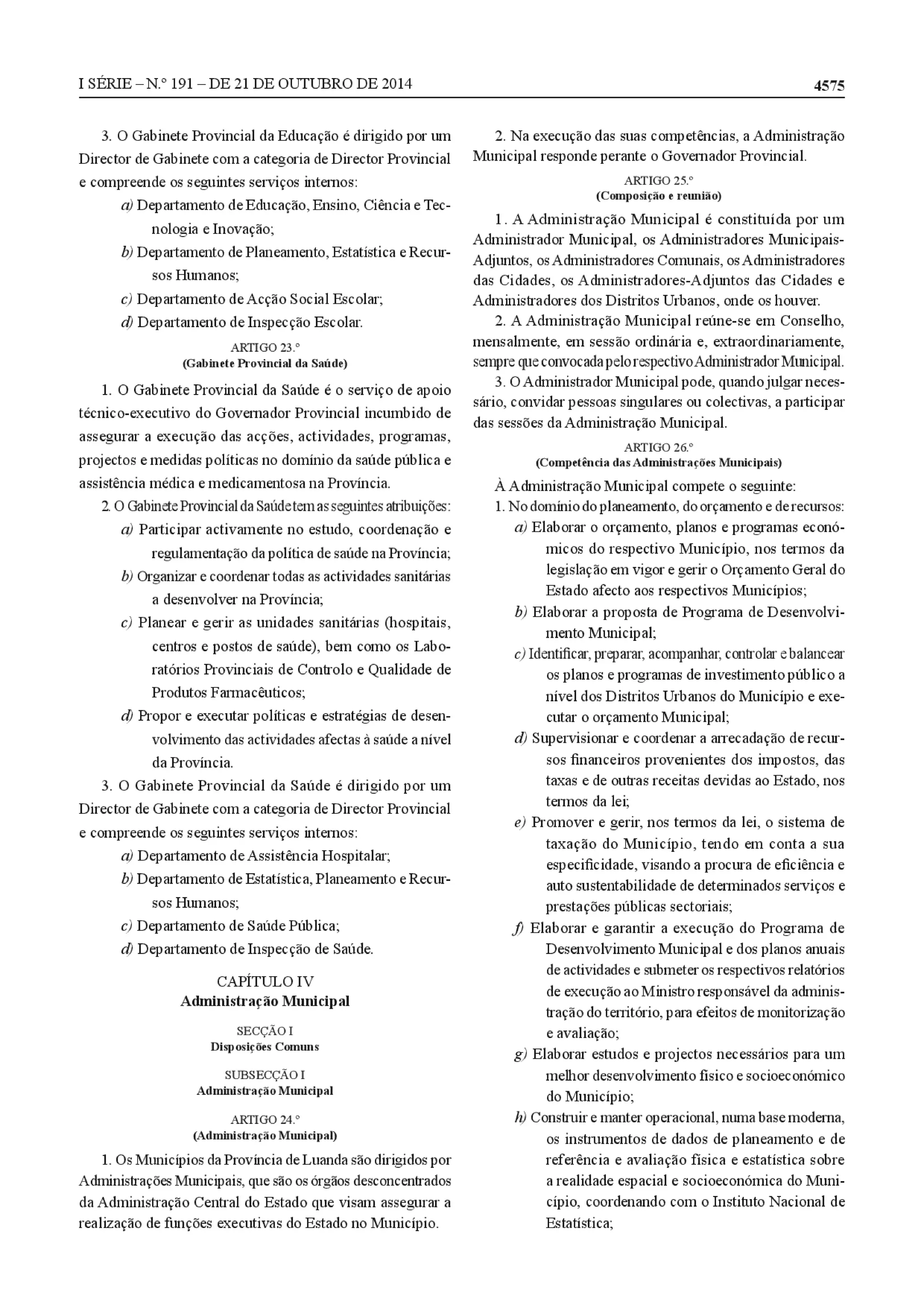 Decreto Presidencial 293-14 Revisao do Estatuto_Orgânico_da_Província_de_Luanda