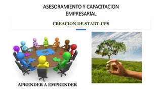 ASESORAMIENTO Y CAPACITACION
EMPRESARIAL
CREACION DE START-UPS
APRENDER A EMPRENDER
 