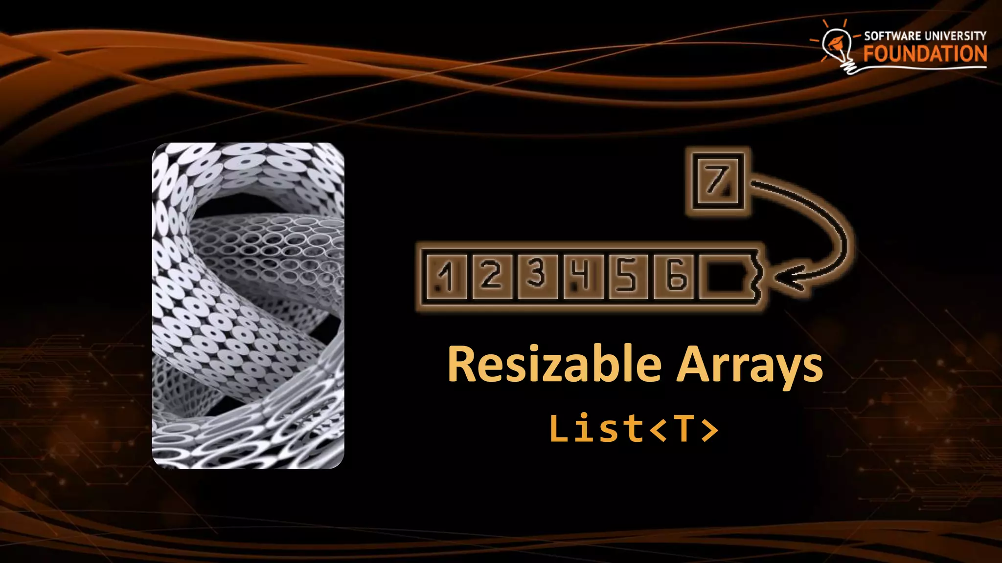 Resizable Arrays
List<T>
 