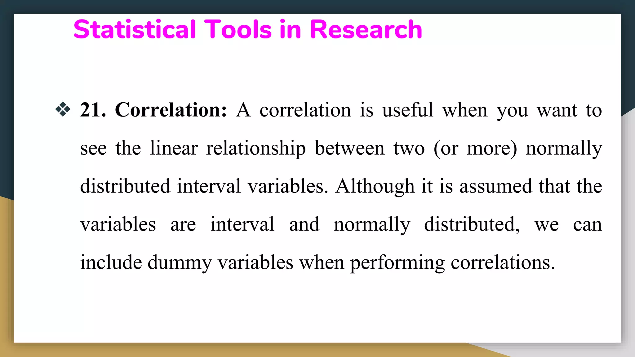 Statistical Tools In Research