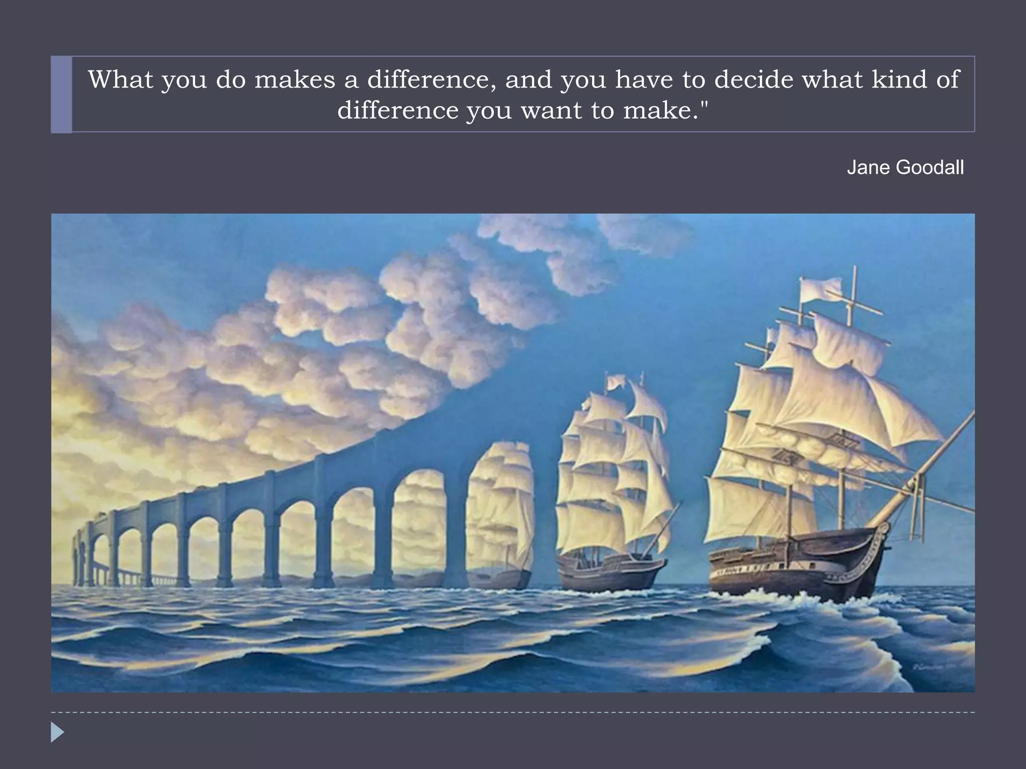 What you do makes a difference, and you have to decide what kind of
difference you want to make."
Jane Goodall
 