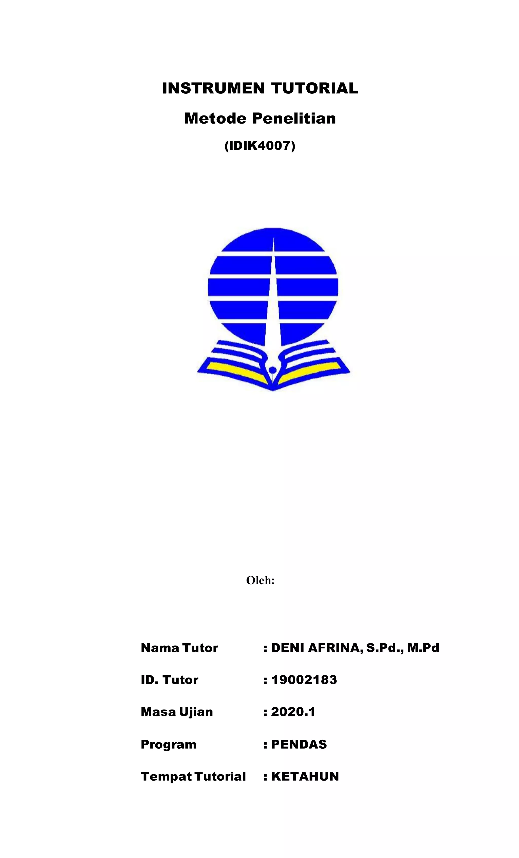 1. cover metode penelitian idik4007 | DOCX