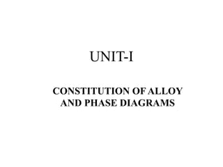 UNIT-I
CONSTITUTION OF ALLOY
AND PHASE DIAGRAMS
 