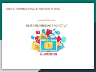 1
MODULO I. NORMATIVA GENERAL DE PROTECCIÓN DE DATOS
UNIDAD DIDÁCTICA 1.6
RESPONSABILIDAD PROACTIVA
 