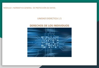 MÓDULO I. NORMATIVA GENERAL DE PROTECCIÓN DE DATOS
UNIDAD DIDÁCTICA 1.5
DERECHOS DE LOS INDIVIDUOS
 