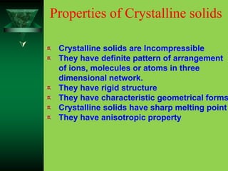Solid Properties SOLID STATE -XII BY SULEKHA RANI R , PGT CHEMISTRY | PPT