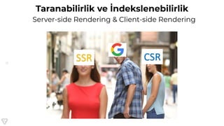 12
Taranabilirlik ve İndekslenebilirlik
Server-side Rendering & Client-side Rendering
 