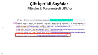 50
Çift İçerikli Sayfalar
Filtreler & Parametreli URL’ler
 