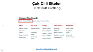75
Çok Dilli Siteler
x-default Hreﬂang
Google Hreﬂang Yönergesi
 
