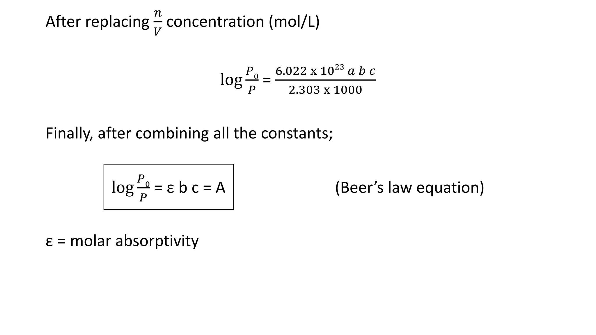 Beer's law Derivation & Deviations PPT