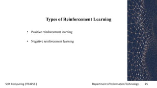 Department of Information Technology 25Soft Computing (ITC4256 )
Types of Reinforcement Learning
• Positive reinforcement learning
• Negative reinforcement learning
 