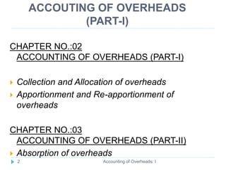 Overheads Including #Accounting of Overhead Part:I TYBCOM #Theory of Accounting of Overhead ...