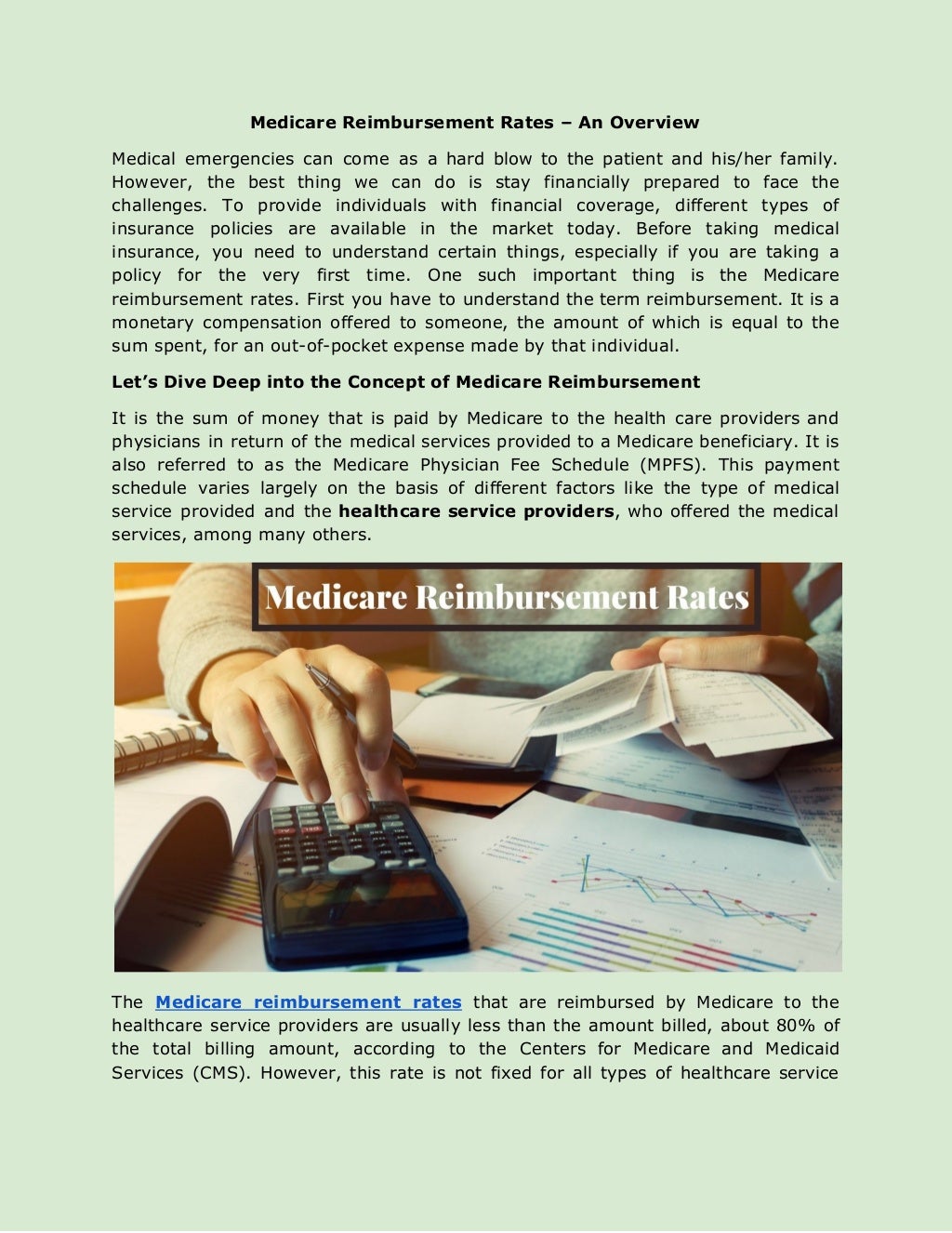 Medicare Reimbursement Rates An Overview