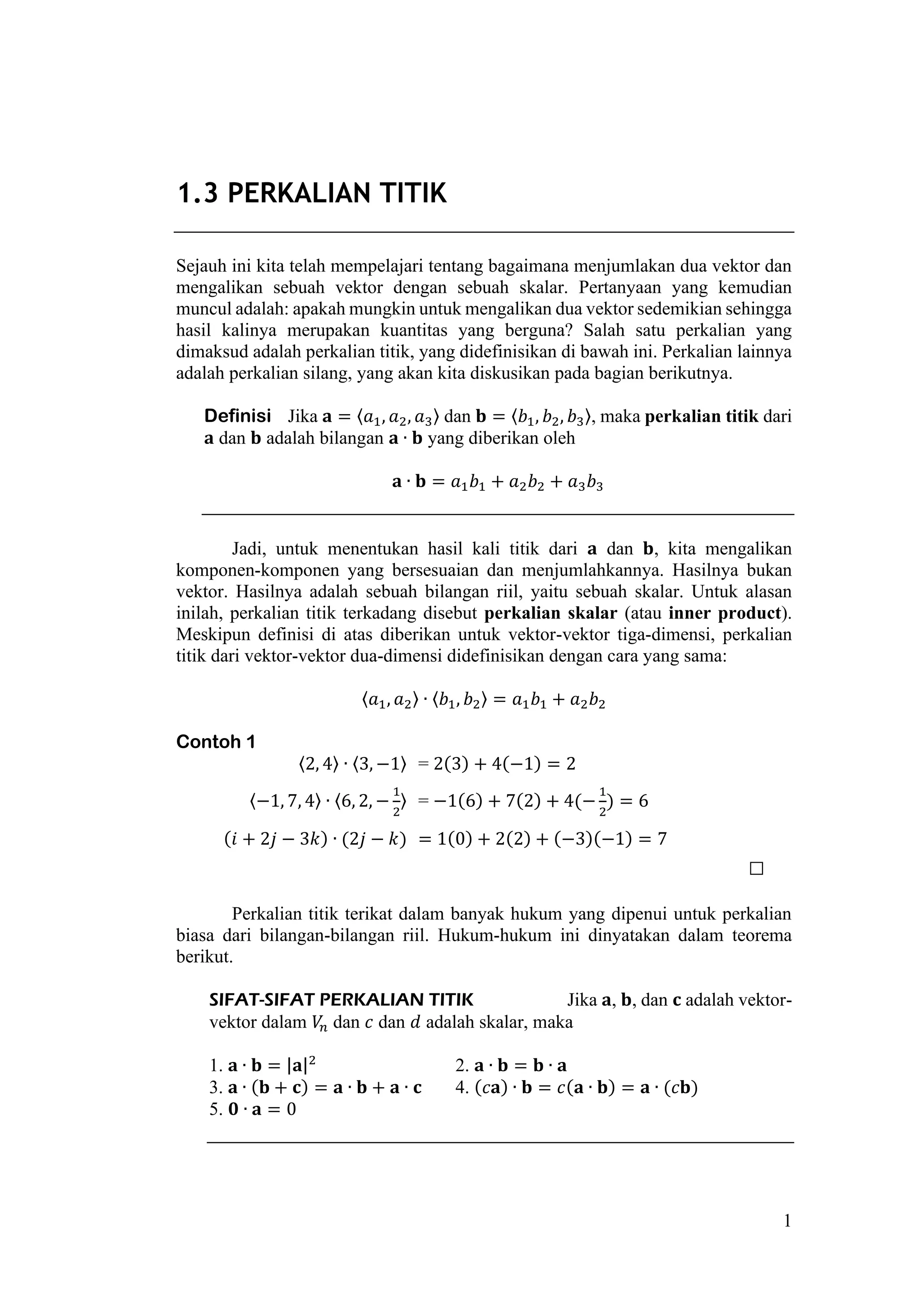 1.3 Perkalian Titik | PDF
