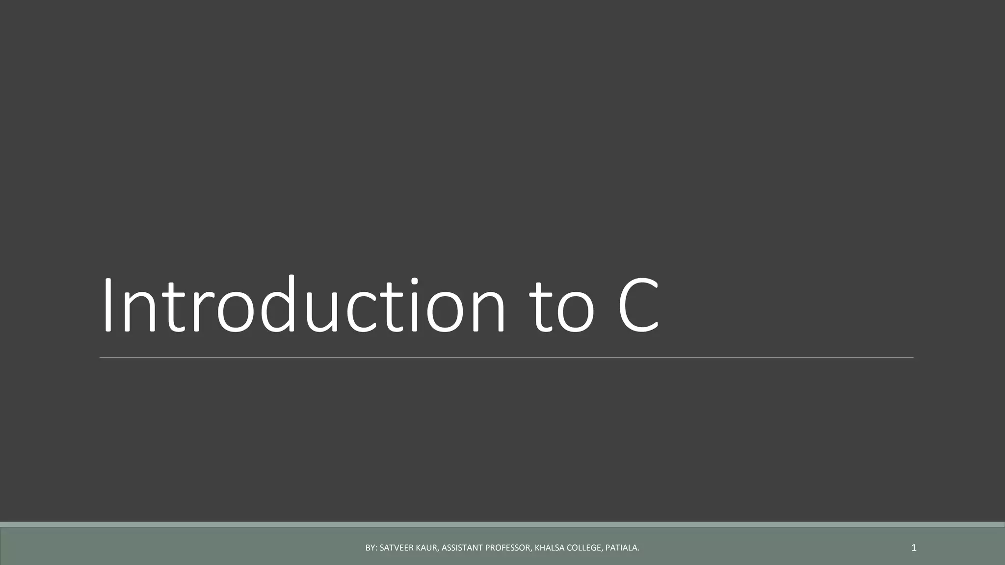 Introduction to c | PPTX