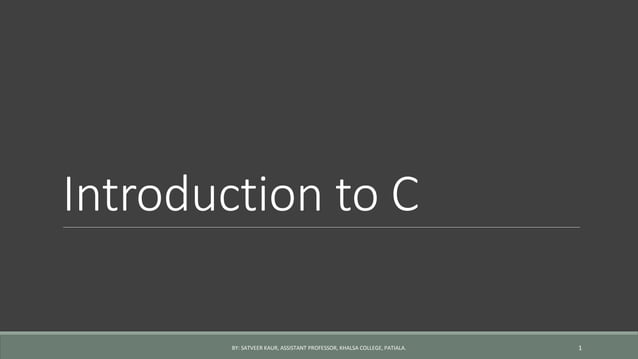 Introduction to c | PPT