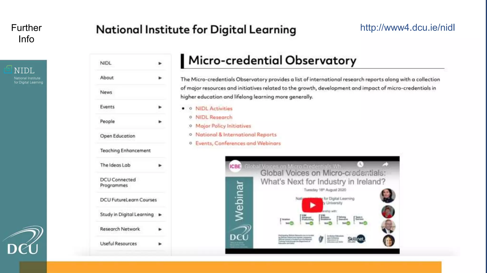 Further
Info
http://www4.dcu.ie/nidl
 