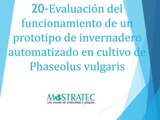 20-Evaluación del
funcionamiento de un
prototipo de invernadero
automatizado en cultivo de
Phaseolus vulgaris
 