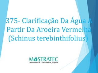 375- Clarificação Da Água A
Partir Da Aroeira Vermelha
(Schinus terebinthifolius)
 