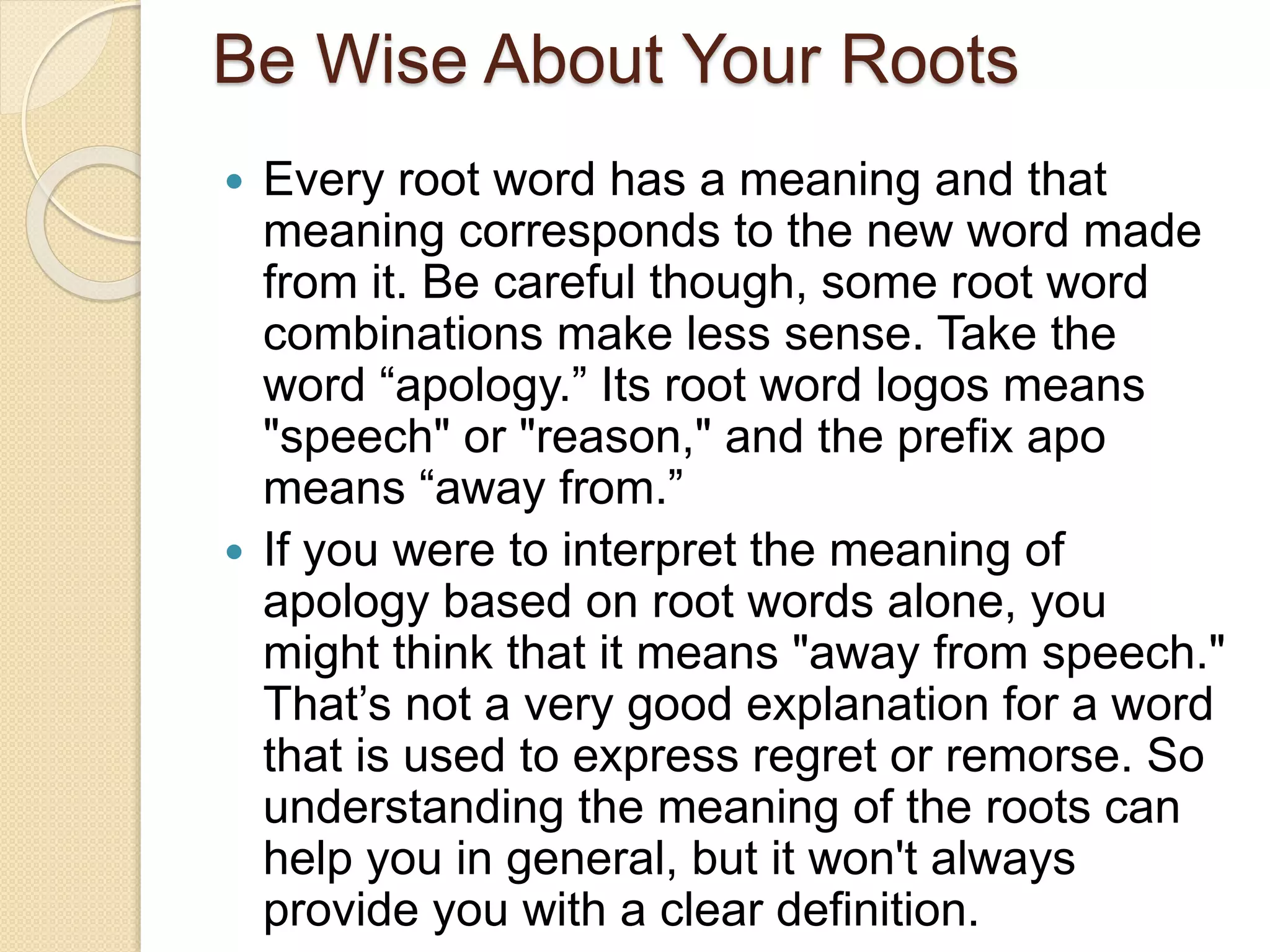 root words | PPTX | Geology | Science