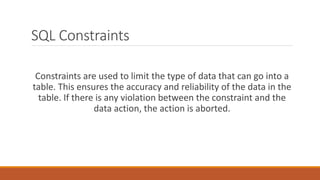 1.3 sql constraints | PPT