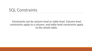 1.3 sql constraints | PPT