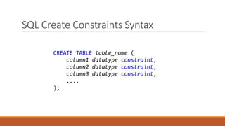 1.3 sql constraints | PPT