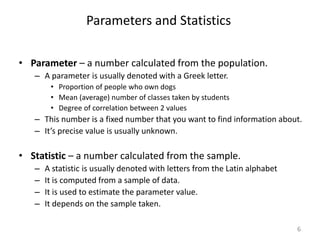 Parameter Stats Example Numbers 1.1 intro to statistics | PPTX