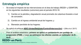 Evaluación de impactos del proyecto REDD+ en concesiones castañeras de Madre de Dios