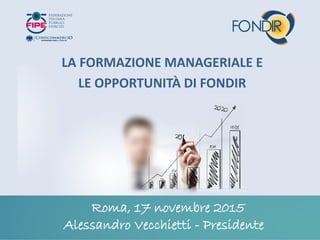 LA FORMAZIONE MANAGERIALE E
LE OPPORTUNITÀ DI FONDIR
Roma, 17 novembre 2015
Alessandro Vecchietti - Presidente
 