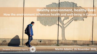 Martin	Adams|	26	November	2020
Healthy	environment,	healthy	lives:
How	the	environment	influences	health	and	well-being	in	Europe
 