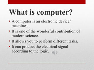 Introduction To Computing presentation | PPT