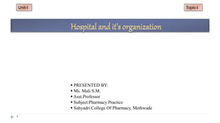  PRESENTED BY:
 Ms. Mali S.M.
 Asst.Professor
 Subject:Pharmacy Practice
 Sahyadri College Of Pharmacy, Methwade
Unit-I Topic-I
1
 