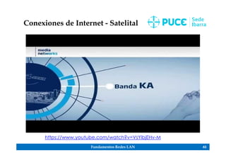 Fundamentos Redes LAN 43
Conexiones de Internet - Satelital
https://www.youtube.com/watch?v=VsYlbjEHv-M
 