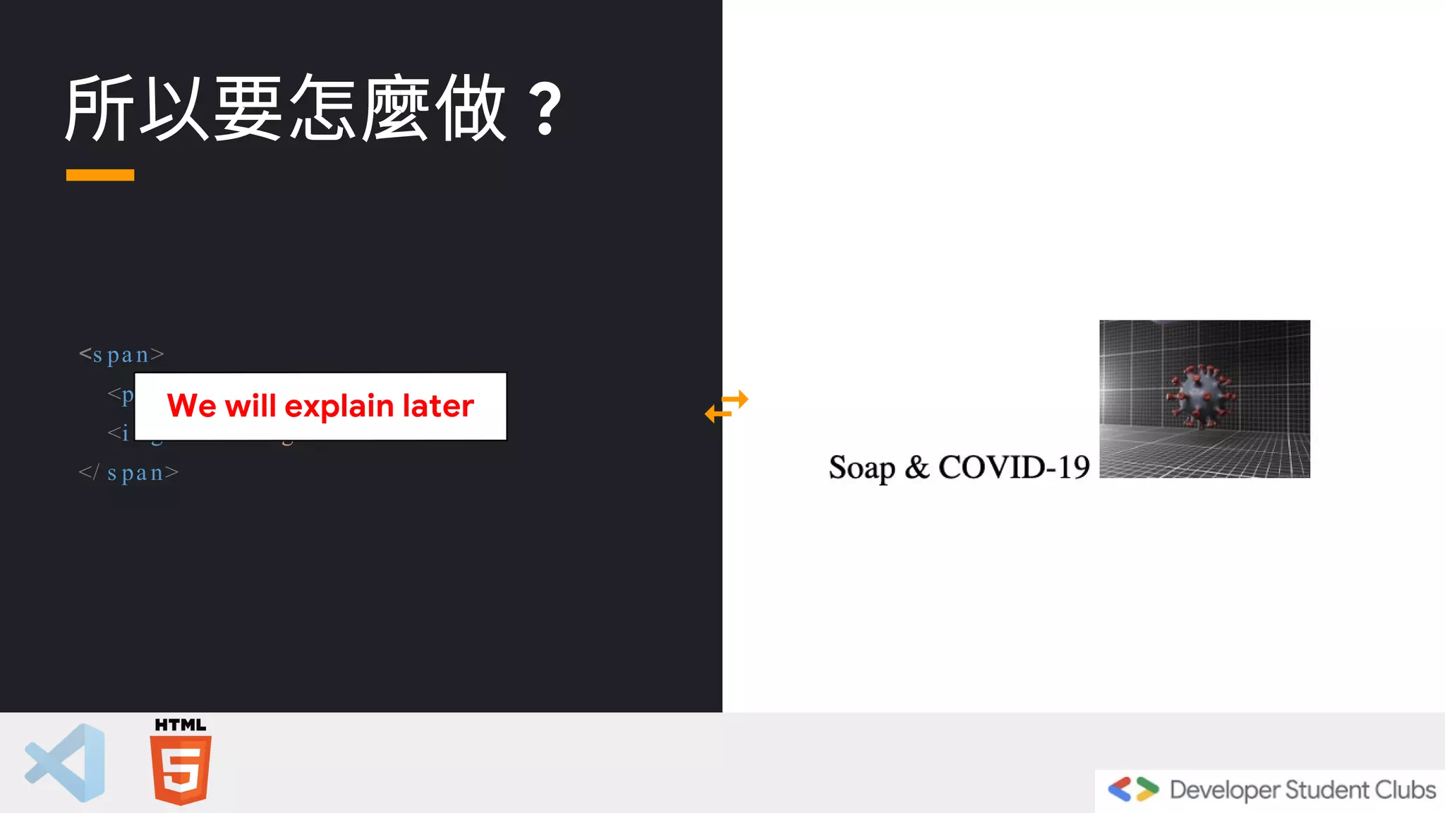 所以要怎麼做 ?
<s pa n>
<p>Soa p & COVI D- 19</ p>
<i mg s r c =" 2. gi f " >
</ s pa n>
 