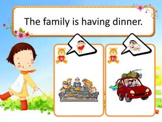 The family is having dinner.
 