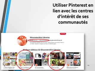 Utiliser Pinterest en
lien avec les centres
d’intérêt de ses
communautés
255
 