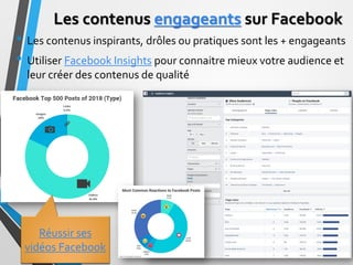 Les contenus engageants sur Facebook
• Les contenus inspirants, drôles ou pratiques sont les + engageants
• Utiliser Faceb...