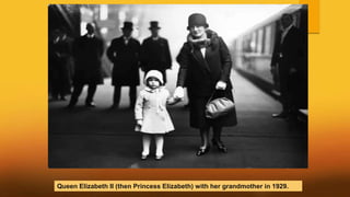 Queen Elizabeth II (then Princess Elizabeth) with her grandmother in 1929.
 