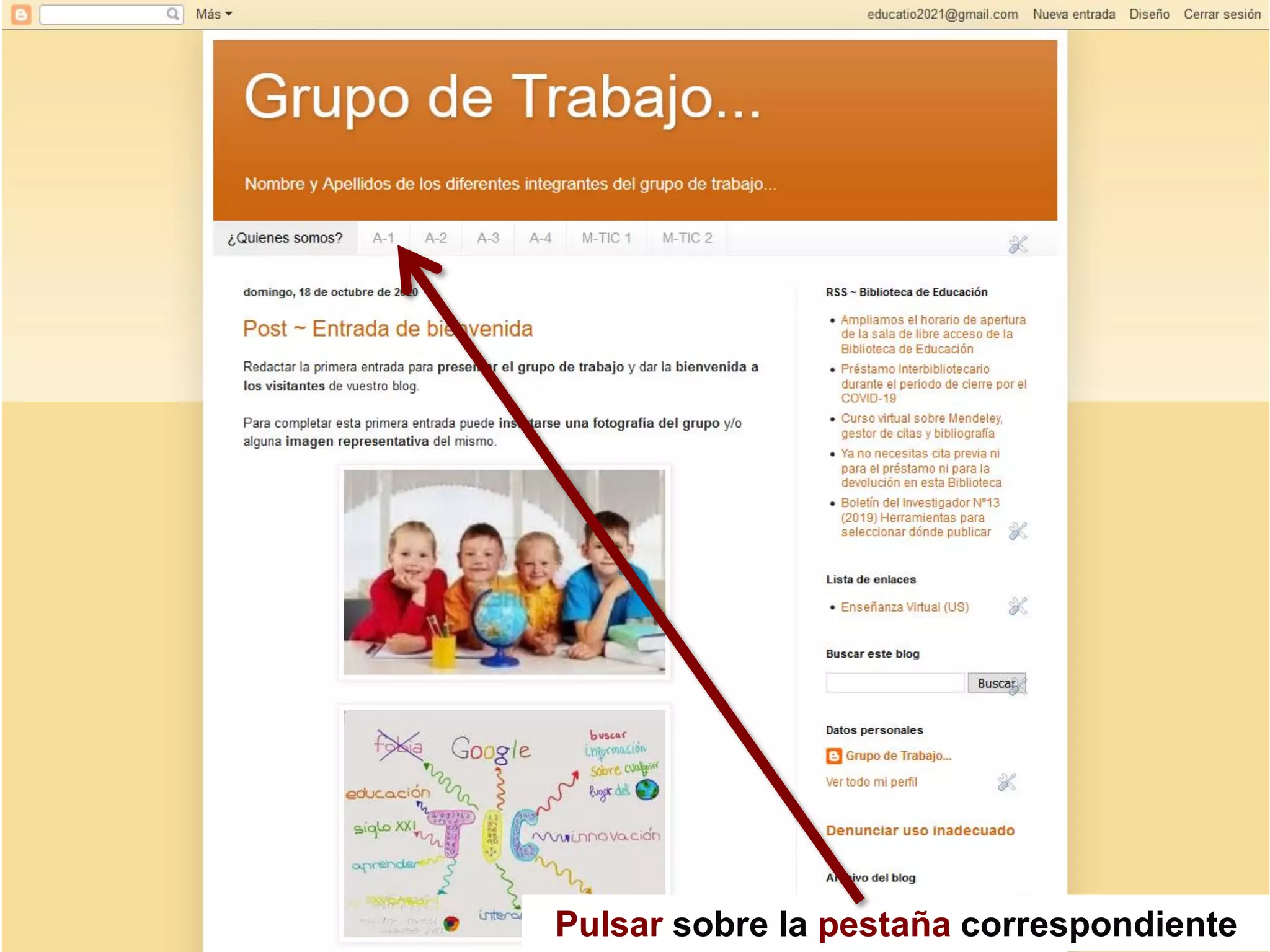 Pulsar sobre la pestaña correspondiente