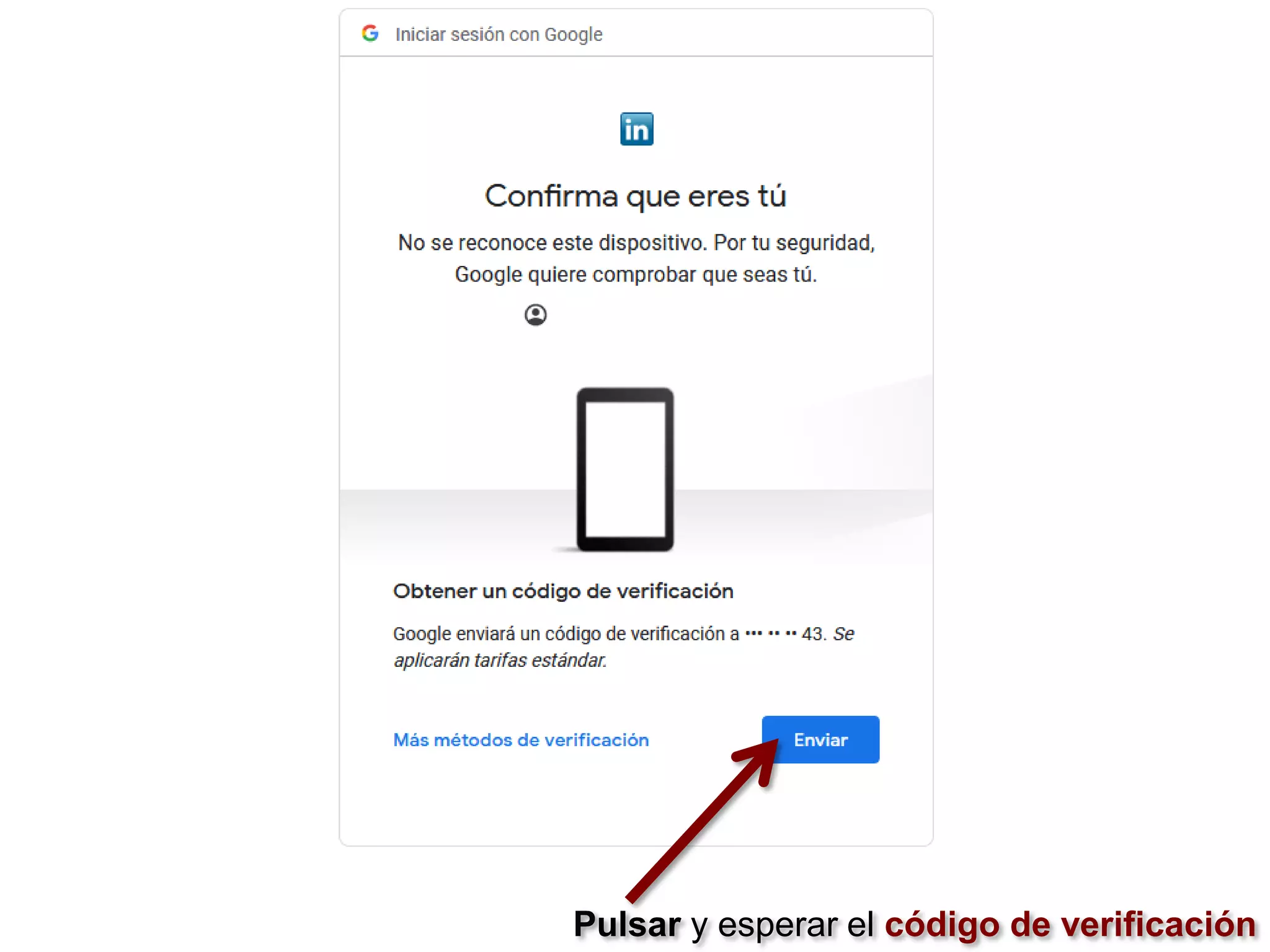 Pulsar y esperar el código de verificación