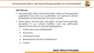Amity School of Business
Professional Ethics
and
Social Responsibility for Sustainability
Professional Ethics and Social Responsibility for Sustainability
 