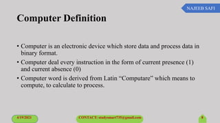 1. basic definition & concepts of computer | PPT
