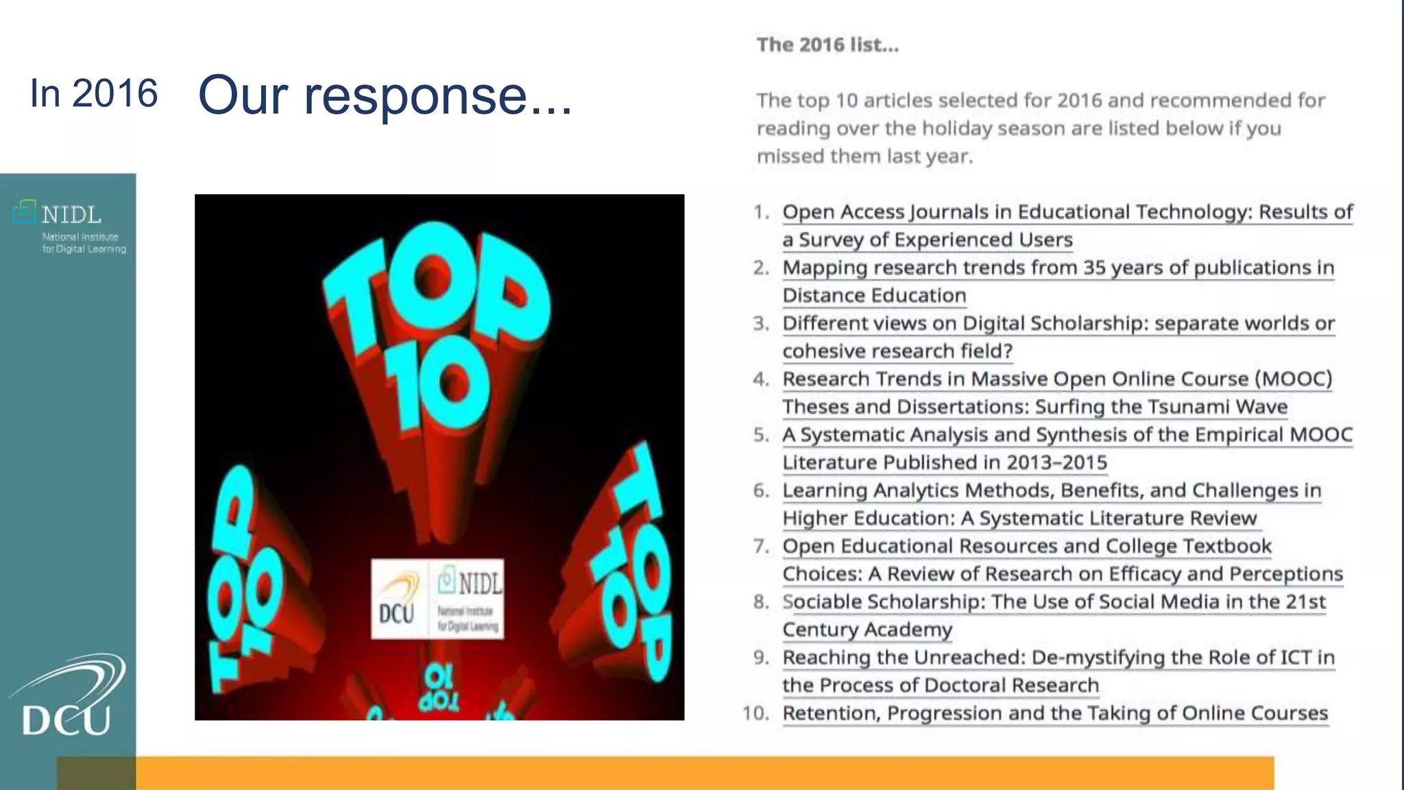 Our response...
In 2016
 