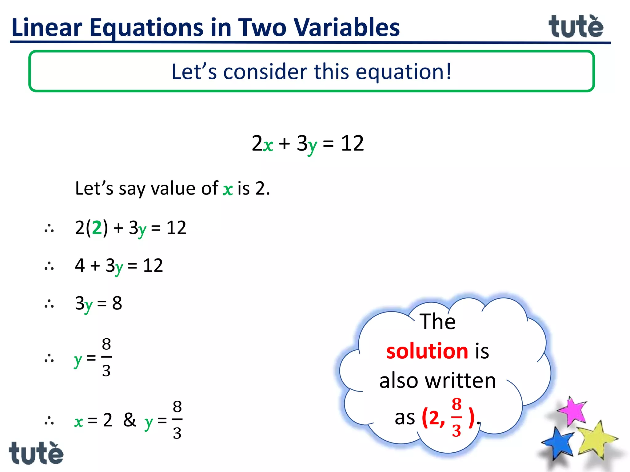 1. linear equations in two variables introduction, solution and ...