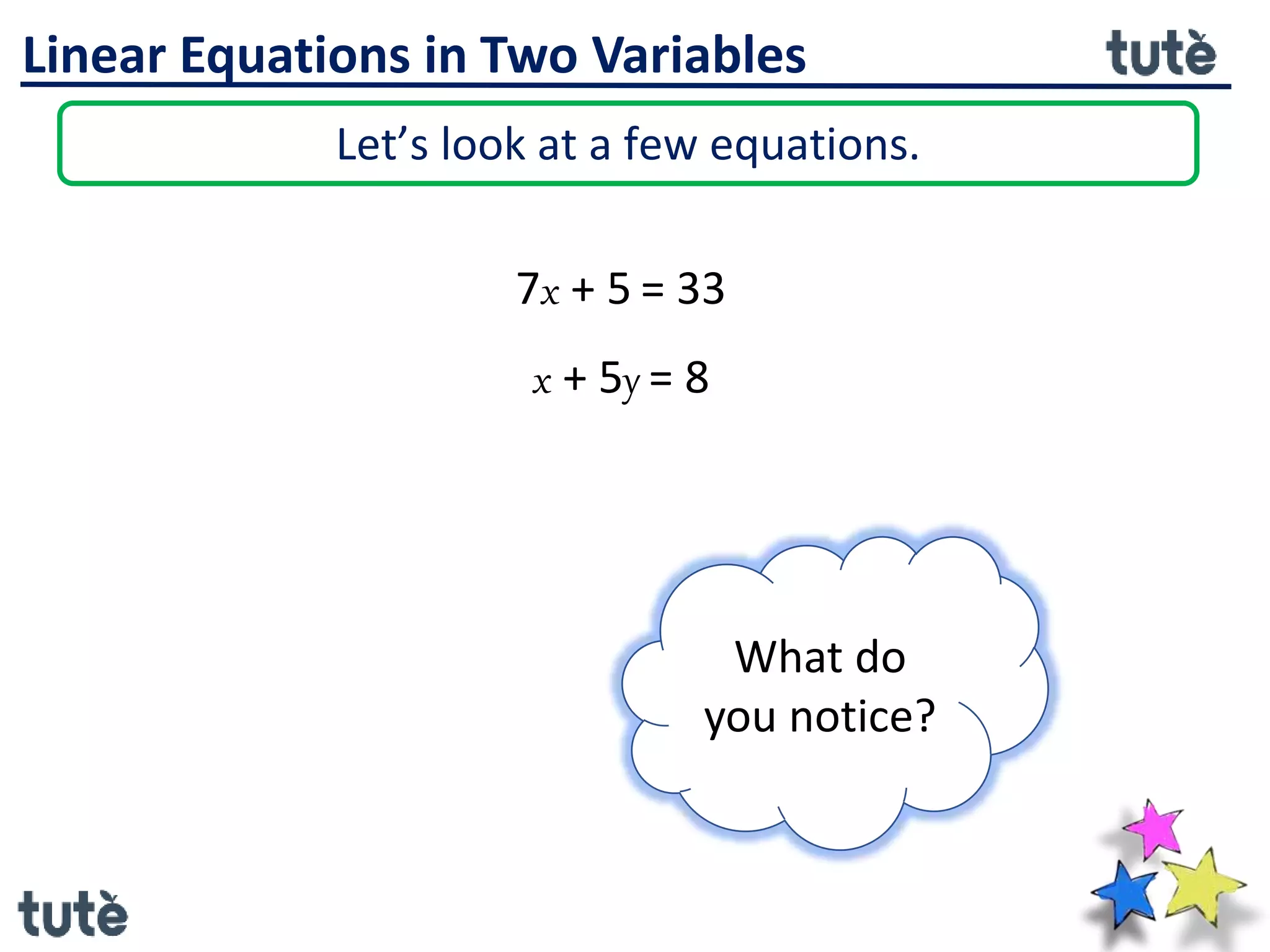 1. linear equations in two variables introduction, solution and ...